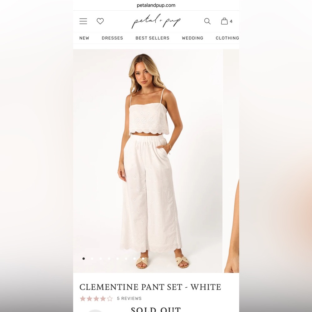 Petal and Pup Clementine Pant Set - White - Size S